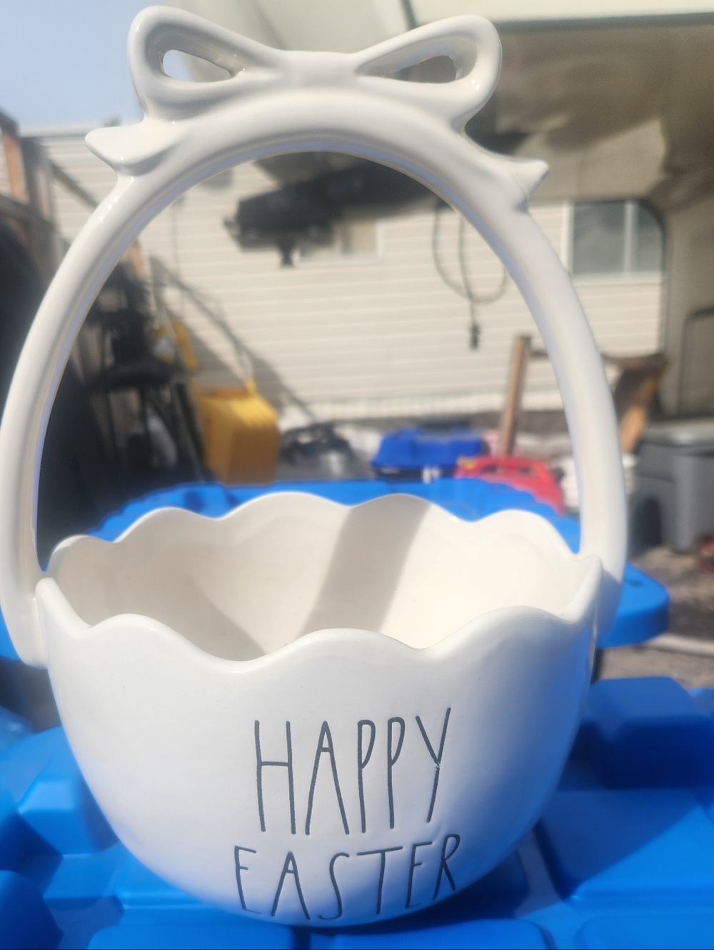 Rae Dunn HAPPY EASTER basket Euc